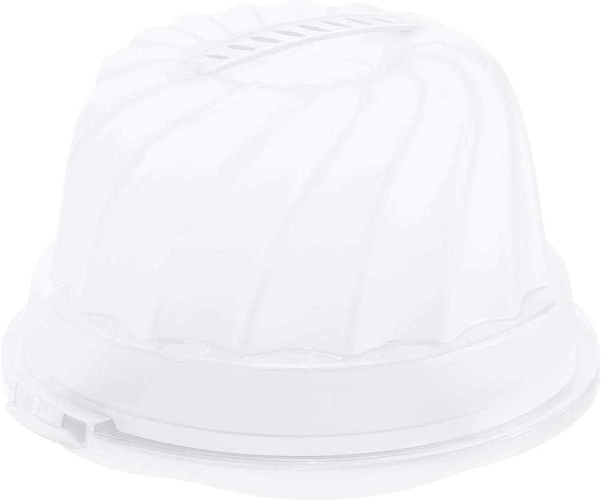 Rotho Fresh Kuchenbehälter für Gugelhupf mit Haube und Tragegriff, Kunststoff (PP) BPA-frei, weiss/transparent, (30,5 x 28,5 x 17,5 cm) Bild 1