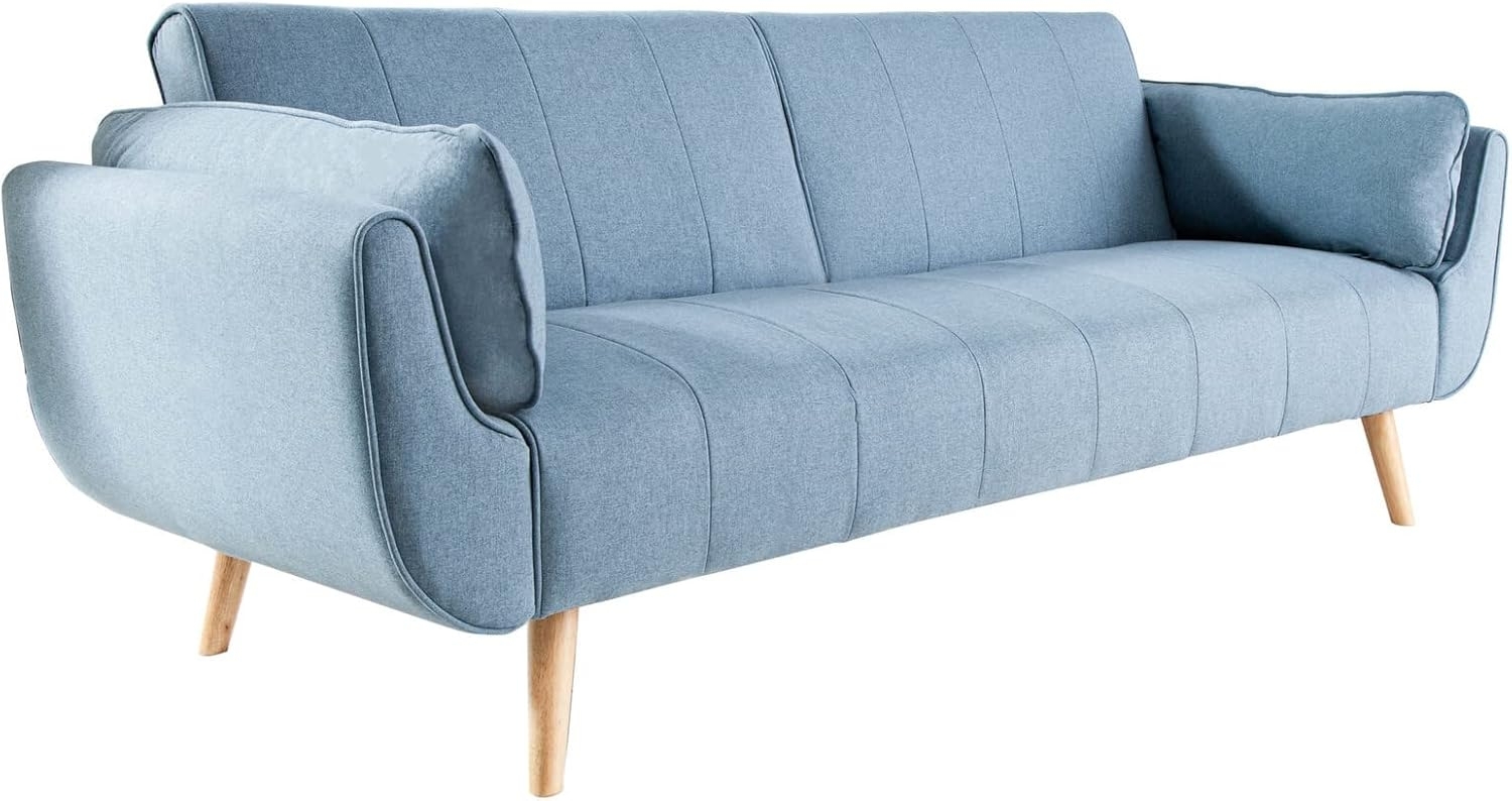 riess-ambiente Schlafsofa DIVANI 220cm hellblau / natur, Einzelartikel 1 Teile, Wohnzimmer · Strukturstoff · 3-Sitzer · Couch mit Bettfunktion · Retro Bild 1