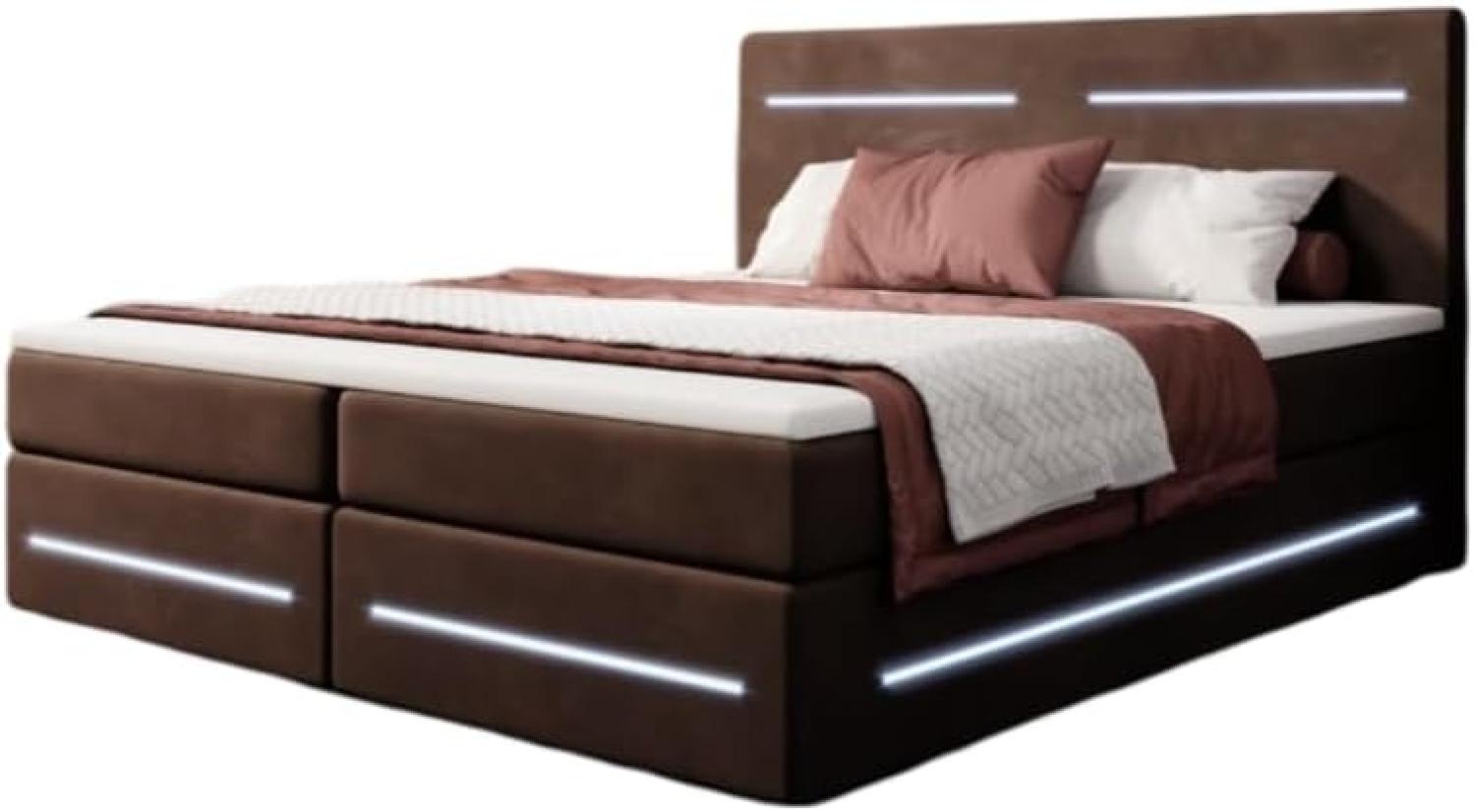 Boxspringbett Lara mit Stauraum und LED (Samt) 160x200 Braun H4 Bild 1