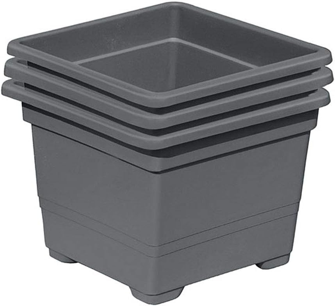 Gartenpirat Pflanzkübel 3er Set Pflanzkasteneinsatz 32x32x26 cm Pflanzkübel Kunststoff grau Bild 1