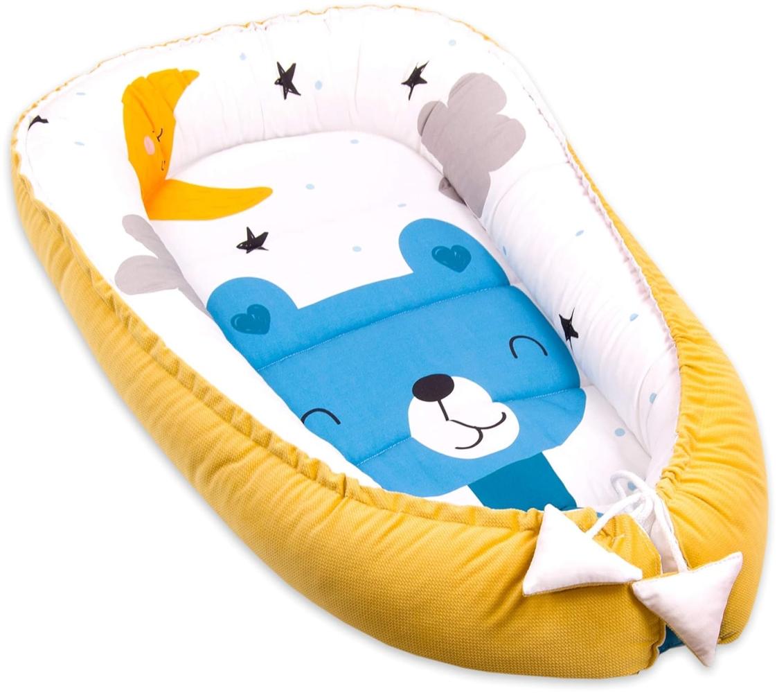 PIMKO Multifunktionale 2seitig Babynest Kuschelnest Kokon für Babys Nestchen antiallergischre Neugeborene Kokon Reisebett 55x90 cm Baumwolle und VELVET (Teddy Bear) Bild 1