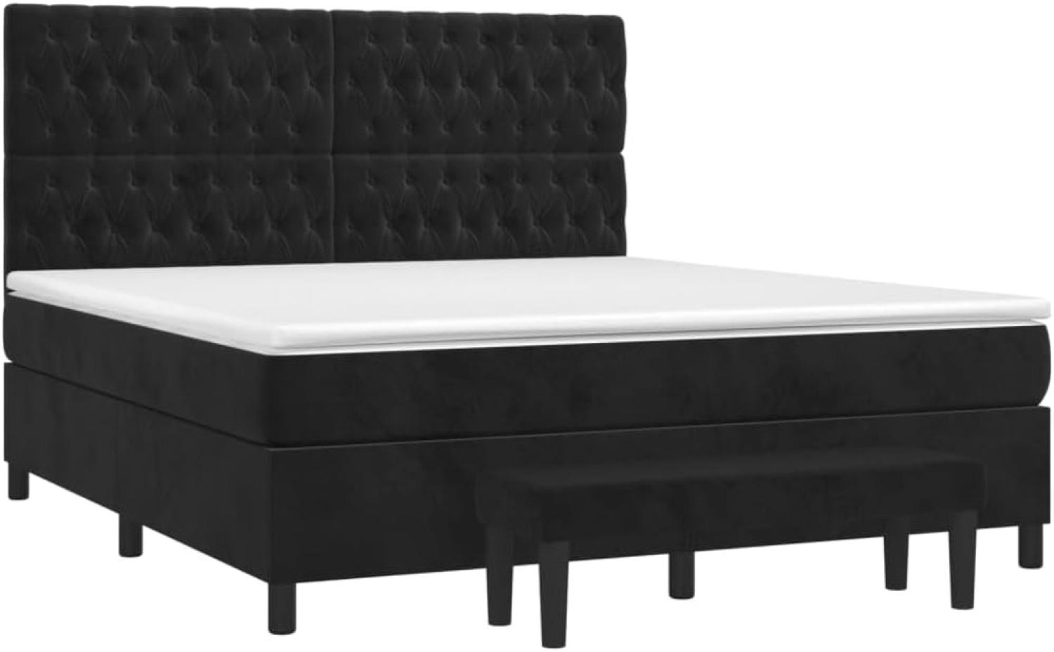 vidaXL Boxspringbett mit Matratze Schwarz 180x200 cm Samt 3138039 Bild 1