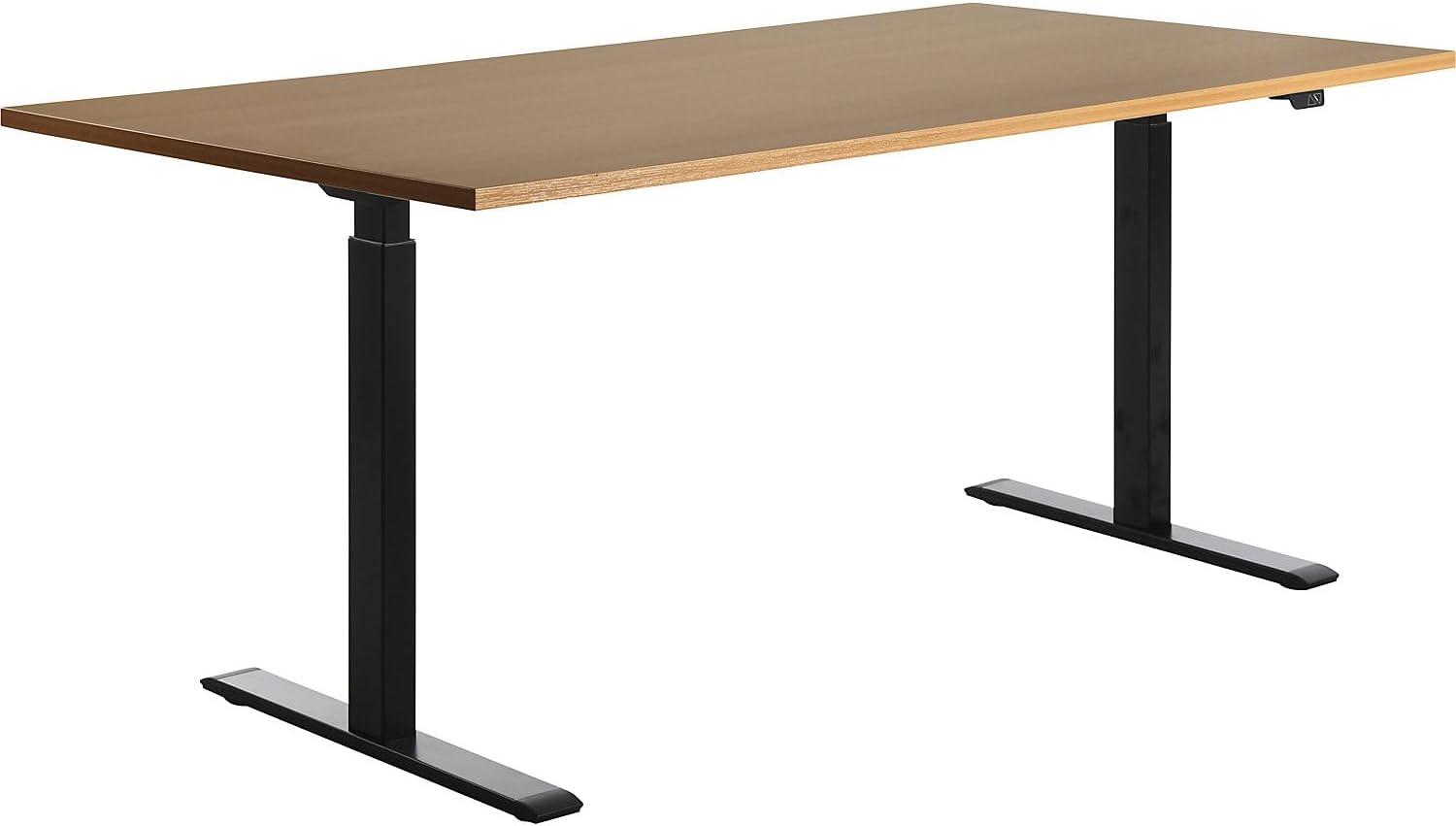 TOPSTAR | Schreibtisch | elektrisch höhenverstellbar | BxT 1800 x 800 mm | Platte Buche-Dekor | Gestell schwarz Bild 1