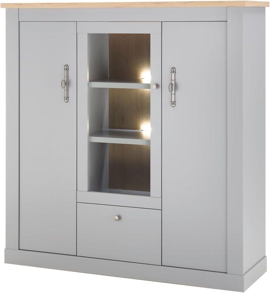 Highboard Rideau in grau und Eiche Artisan 138 x 142 cm Bild 1