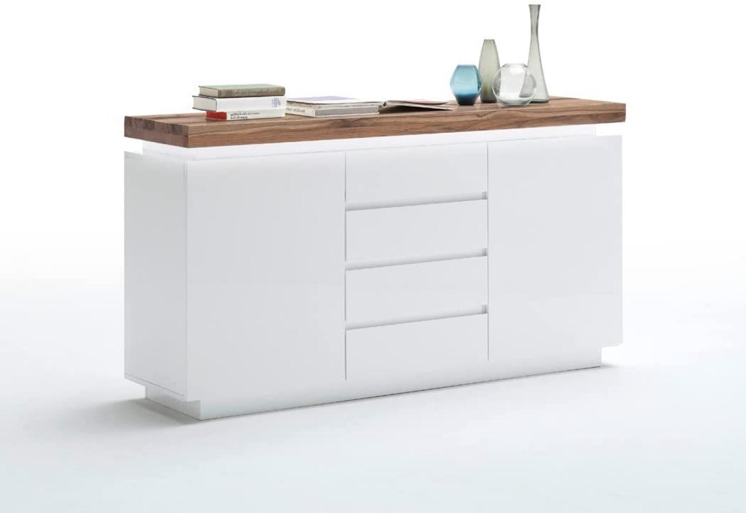 Sideboard Rosita 150x81x40 cm weiß Asteiche LED Beleuchtung Anrichte Bild 1