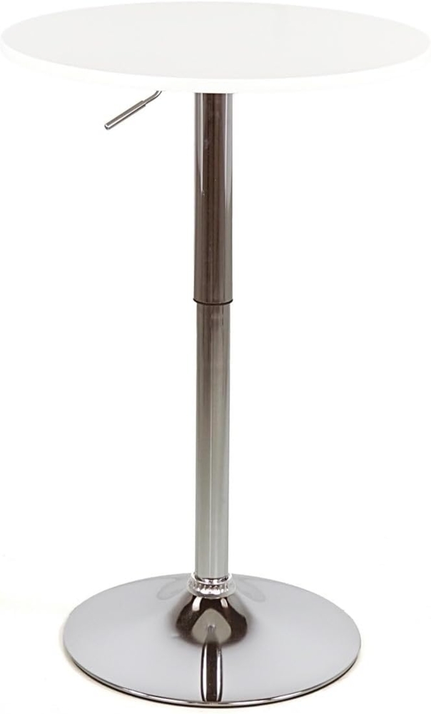 Brigros WeHome - Bartisch, hoher Couchtisch, höhenverstellbarer Couchtisch, quadratischer oder runder Tisch, Küchentisch erhältlich (Weiß, rund) Bild 1