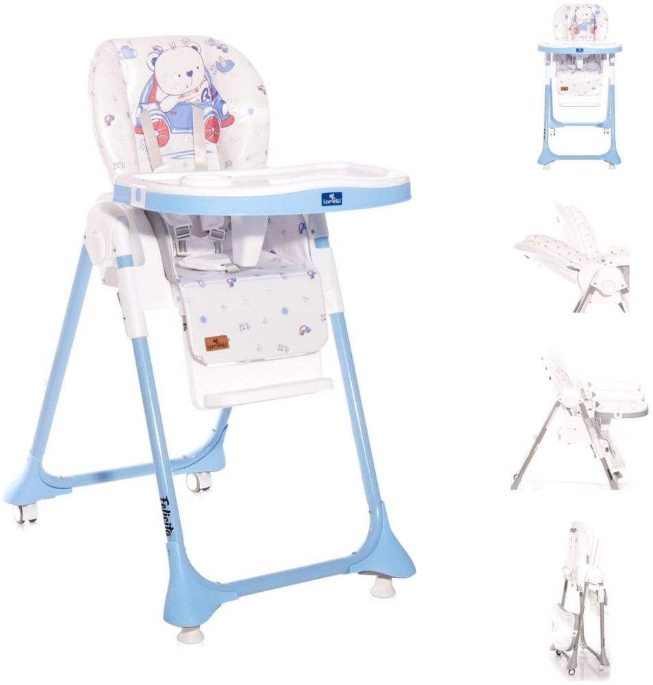 Lorelli Kinderhochstuhl Felicita, faltbar, verstellbar, 5-Punkt-Gurt, 2 Räder blau Bild 1