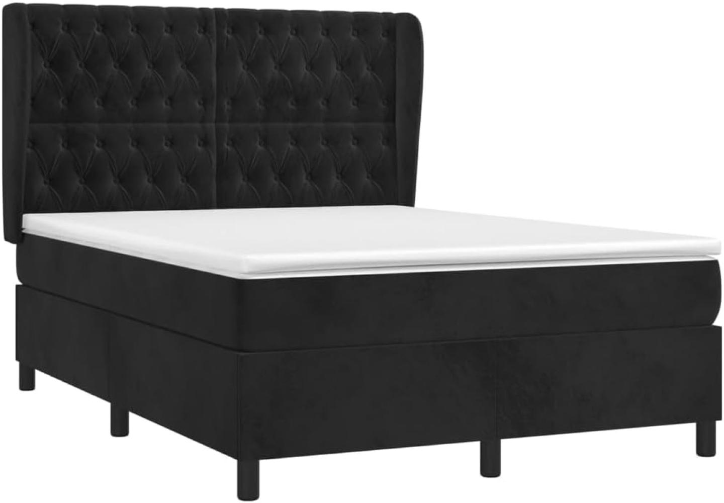 vidaXL Boxspringbett mit Matratze Schwarz 140x200 cm Samt 3129395 Bild 1