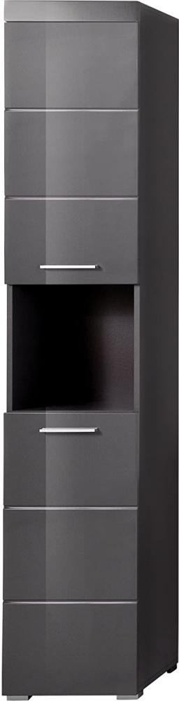 Trendteam 'Amanda' Hochschrank, Holz, Grau Hochglanz, 190 x 31 x 37 cm Bild 1