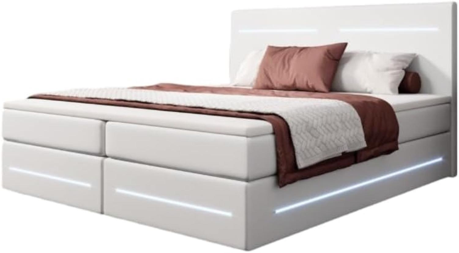 Luxusbetten24 Boxspringbett Evelyn, mit Stauraum, LED-Beleuchtung und Kunstlederbezug Bild 1