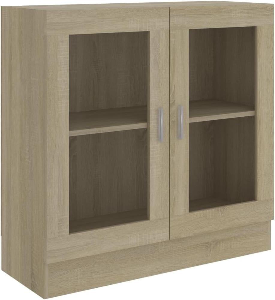 vidaXL Vitrinenschrank Bücherschrank Aktenschrank Büroschrank Vitrine Schrank Bücherregal Sideboard Sonoma-Eiche 82,5x30,5x80cm Spanplatte Bild 1