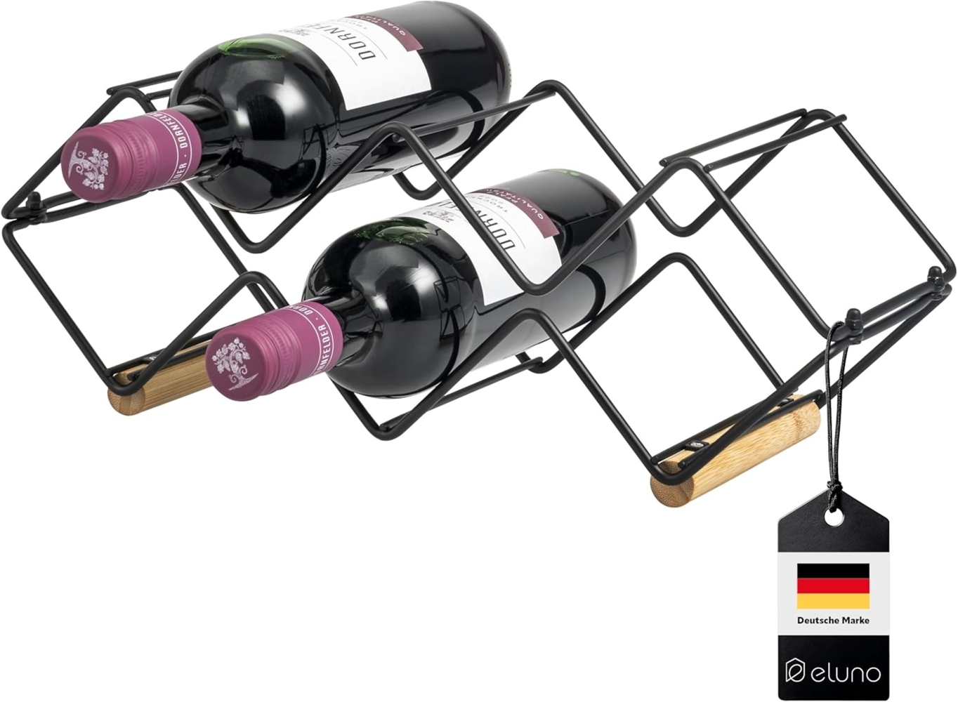 eluno Weinregal Weinregal für 5 Flaschen, aus Metall und Bambus, stapelbar, 1-tlg. Bild 1