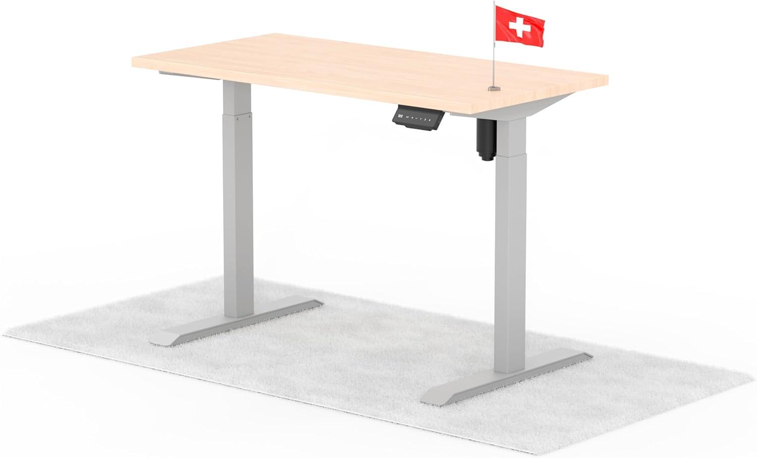 elektrisch höhenverstellbarer Schreibtisch ECO 120 x 60 cm - Gestell Grau, Platte Eiche Bild 1