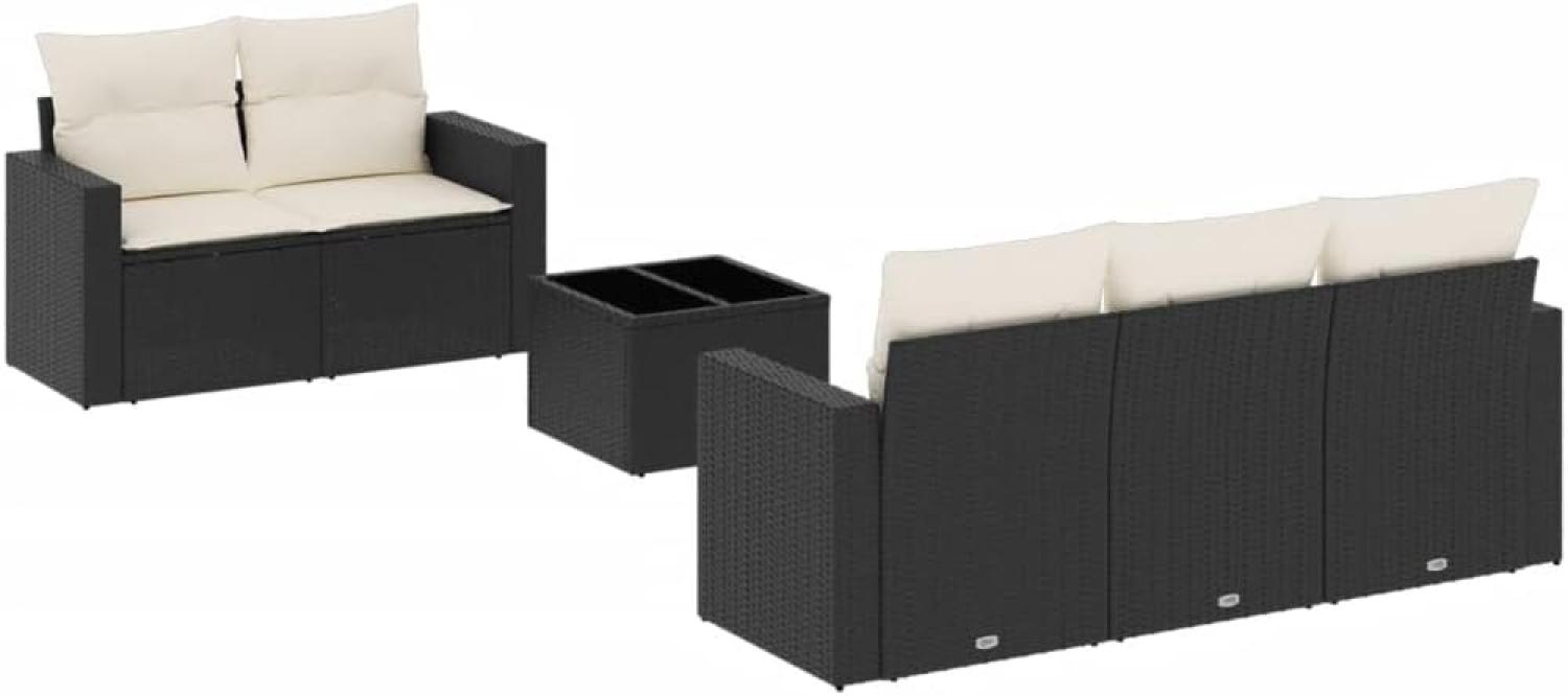 vidaXL 6-tlg. Garten-Sofagarnitur mit Kissen Schwarz Poly Rattan Bild 1