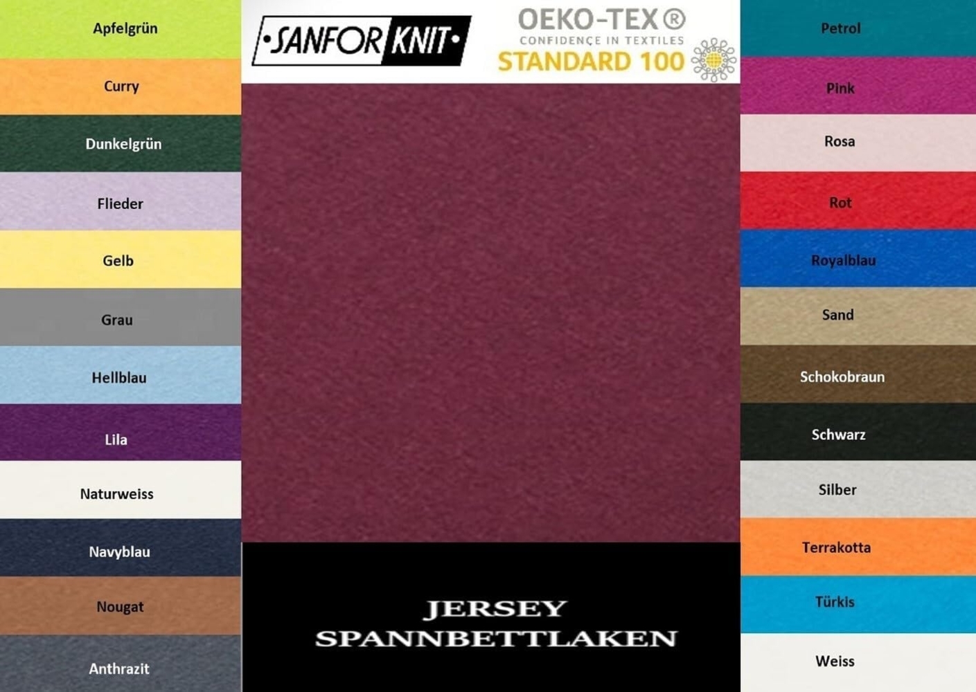 Jersey Spannbettlaken 90 - 100 x 200 cm Bordeaux Bild 1