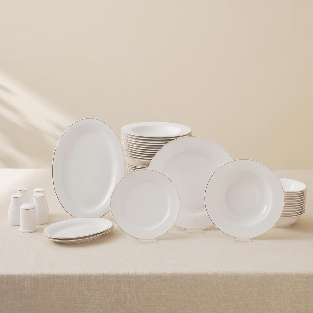 Karaca Geschirr-Set Karaca Elegance Bone Lexi Gold Geschirrset 53-tlg für 12 Personen, 12 Personen, Knochenporzellan (Bone China) Bild 1