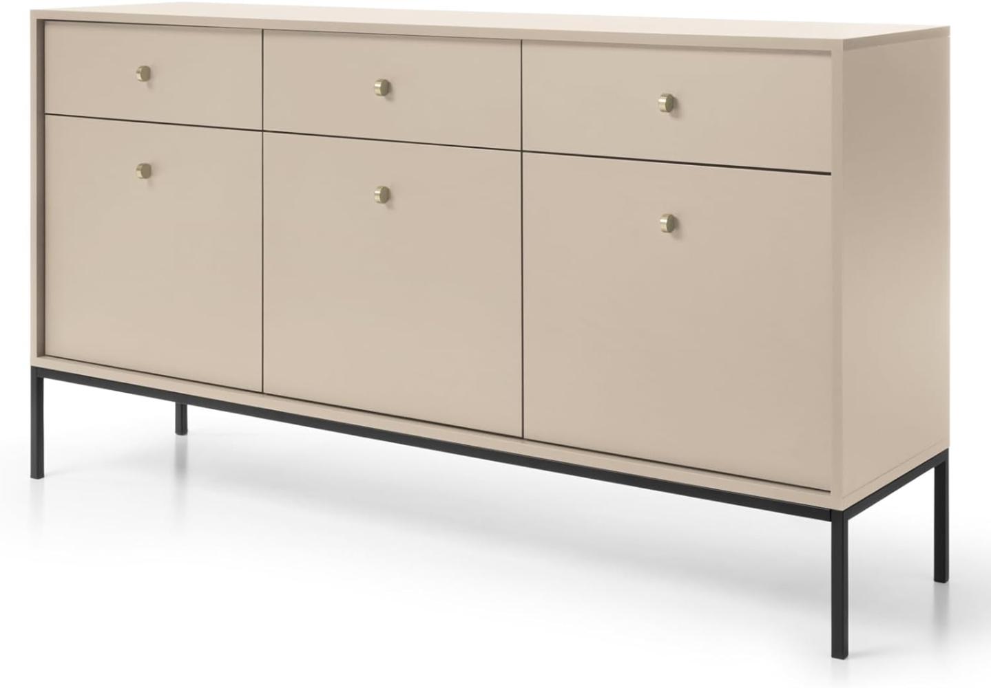 Selsey Monne Sideboard Kommode 3-türig mit 3 Schubladen, Beige im Vintage Look Bild 1