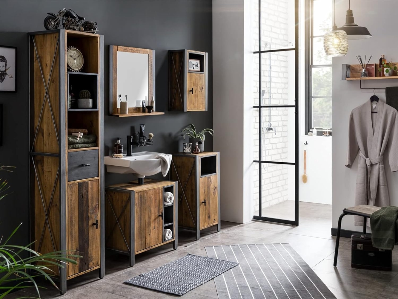 'Detroit' Badmöbel Set 5-tlg., Pinie/Metall Bild 1