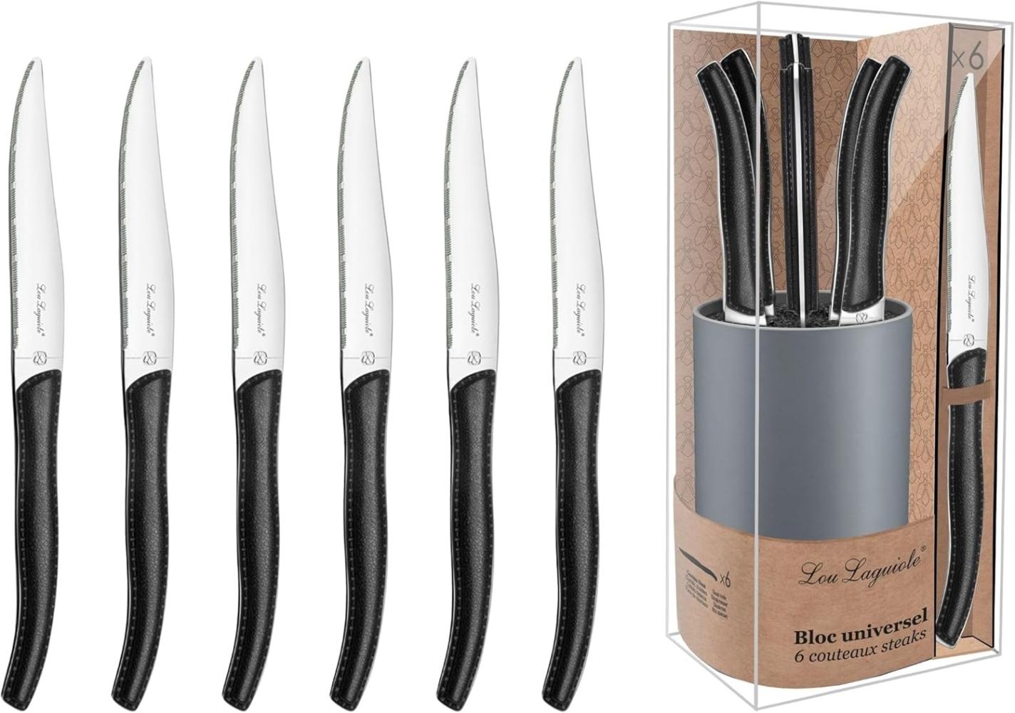 Lou Laguiole 6-tlg. Steakmesser-Set mit Block Jet Schwarz Bild 1