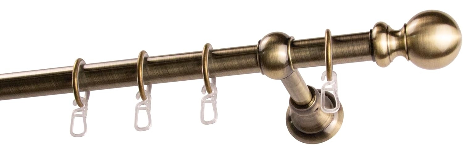 GARESA Gardinenstange ANDREA, Ø 20 mm, 1-läufig, Wunschmaßlänge, verschraubt, Metall, Vorhanggarnitur, verlängerbar, Endknopf Kugel lang, mit Ringen Bild 1