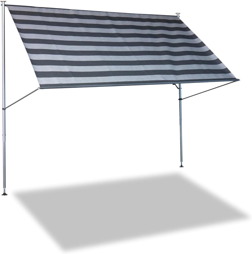 Klemmmarkise Premium 300 cm Streifen dunkelgrau Bild 1