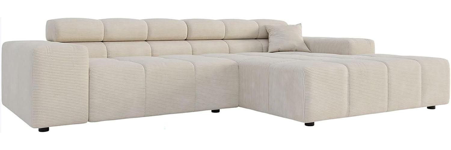 Ecksofa Phia 280x180 cm Cord Beige Recamiere rechts Bild 1