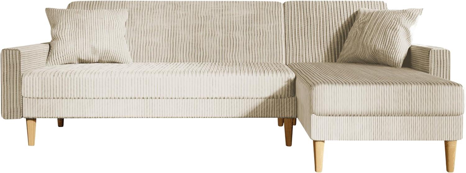 GrekPol 'Lila' Ecksofa mit Schlaffunktion, Samtstoff Beige Bild 1