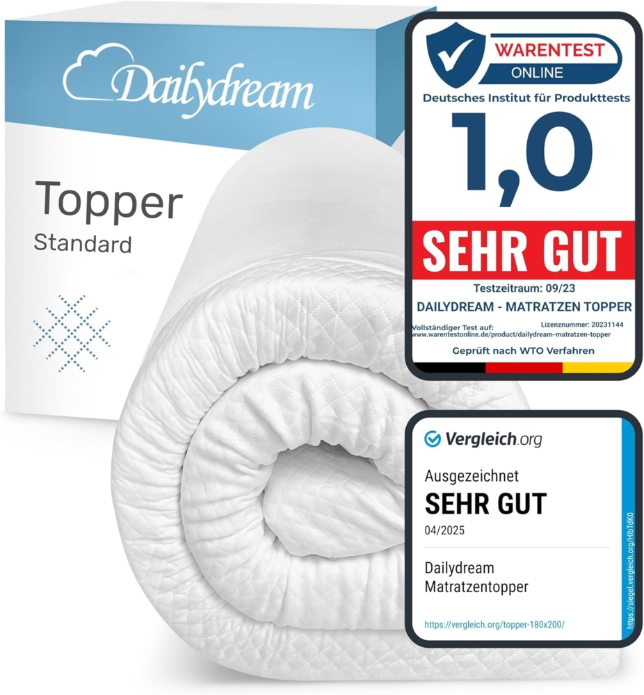 Dailydream viscoelastischer Matratzentopper Model S mit Memory Foam Effekt, 135x190x3,5cm, Edition "Standard" Bild 1