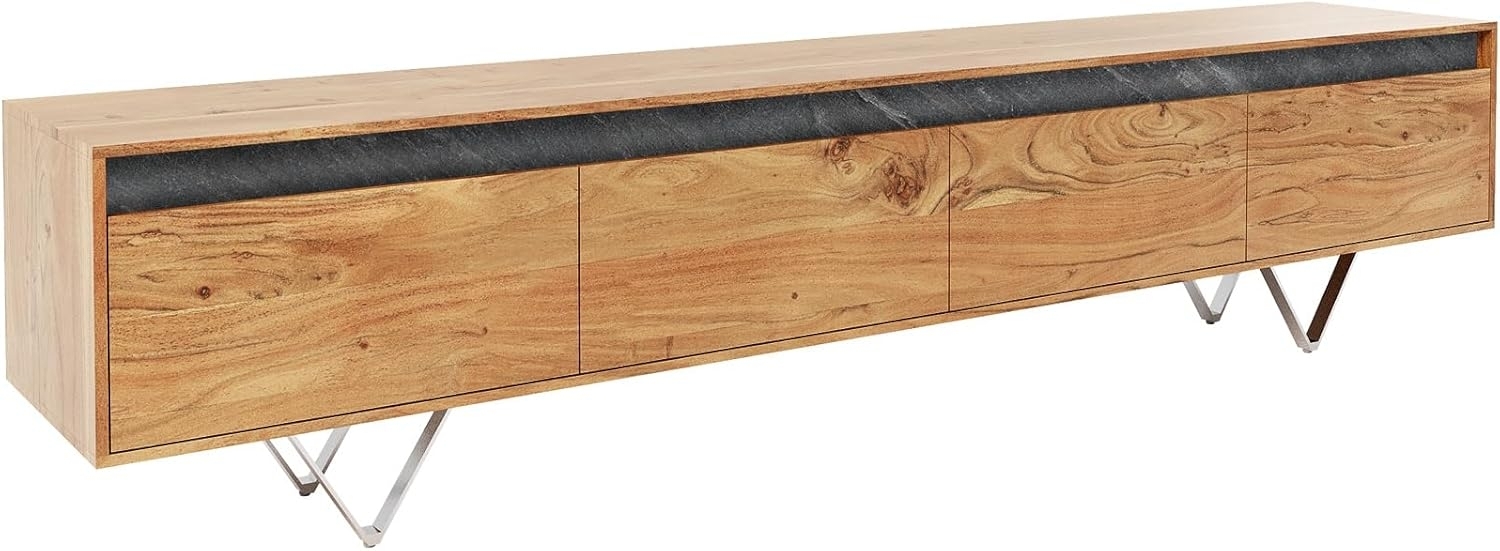 Fernsehtisch Stonegrace Akazie Natur Schiefer 200 cm 4 Schübe Designer Lowboard Bild 1