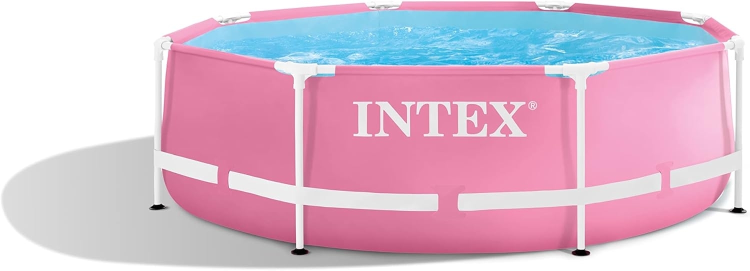 Intex 28292NP – Aufstellpool Metal Frame Rund, Filterpumpe 1250 L/h, 2483 L, Stahl und PVC, Rosa, 244x76 cm Bild 1