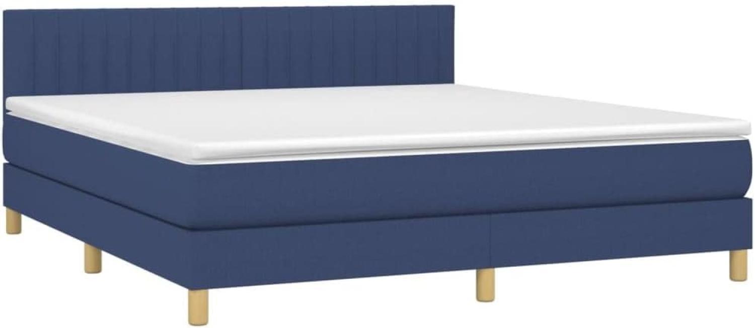 vidaXL Polsterbett mit Matratze & LED Blau 160x200 cm Stoff Bild 1