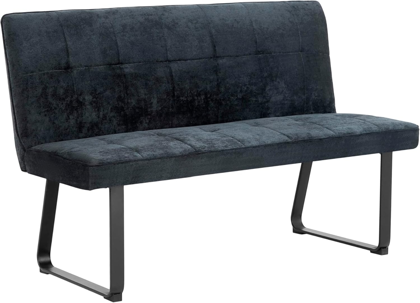 byLIVING Bank Talea / Moderne Sitzbank mit einem Webstoff-Bezug in dunkelgrau / Metall Gestell schwarz pulverbeschichtet / Bank mit Rückenlehne / B 140, H 92, T 59 cm Bild 1