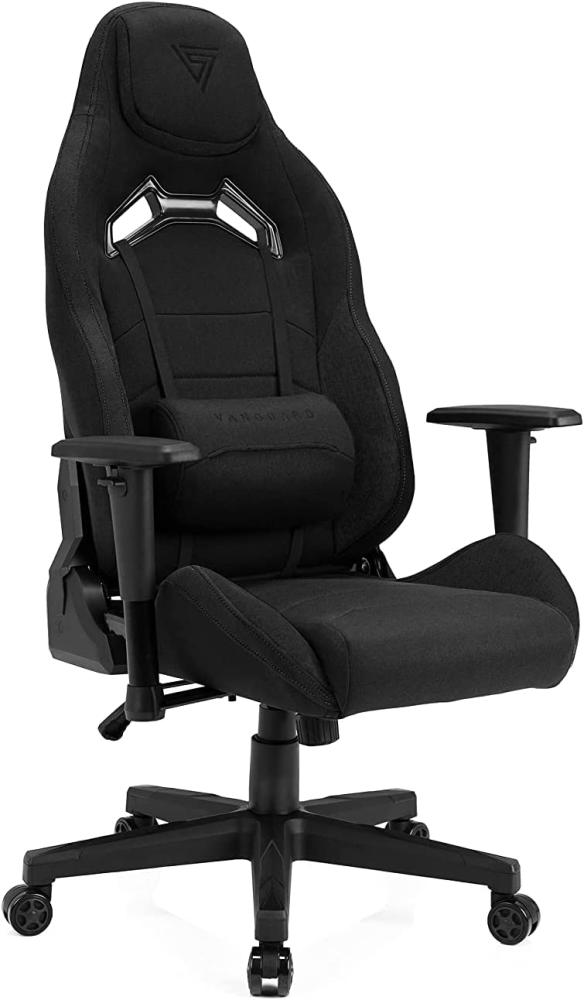 SENSE7 Gaming Stoff Vanguard Bürostuhl Zocker Gamer Ergonomischer Stuhl Armlehne Einteiliger Stahlrahmen Einstellbarer Neigungswinkel Schwarz, 41-49 x 66x58 Bild 1