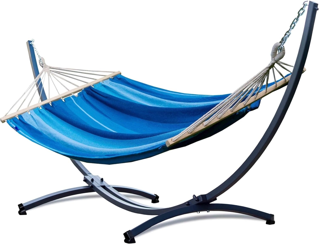 Potenza Stabhängematte mit Gestell bis 220kg I Hängematte- 220x160, 200kg I Acadia XXL Blau Bild 1