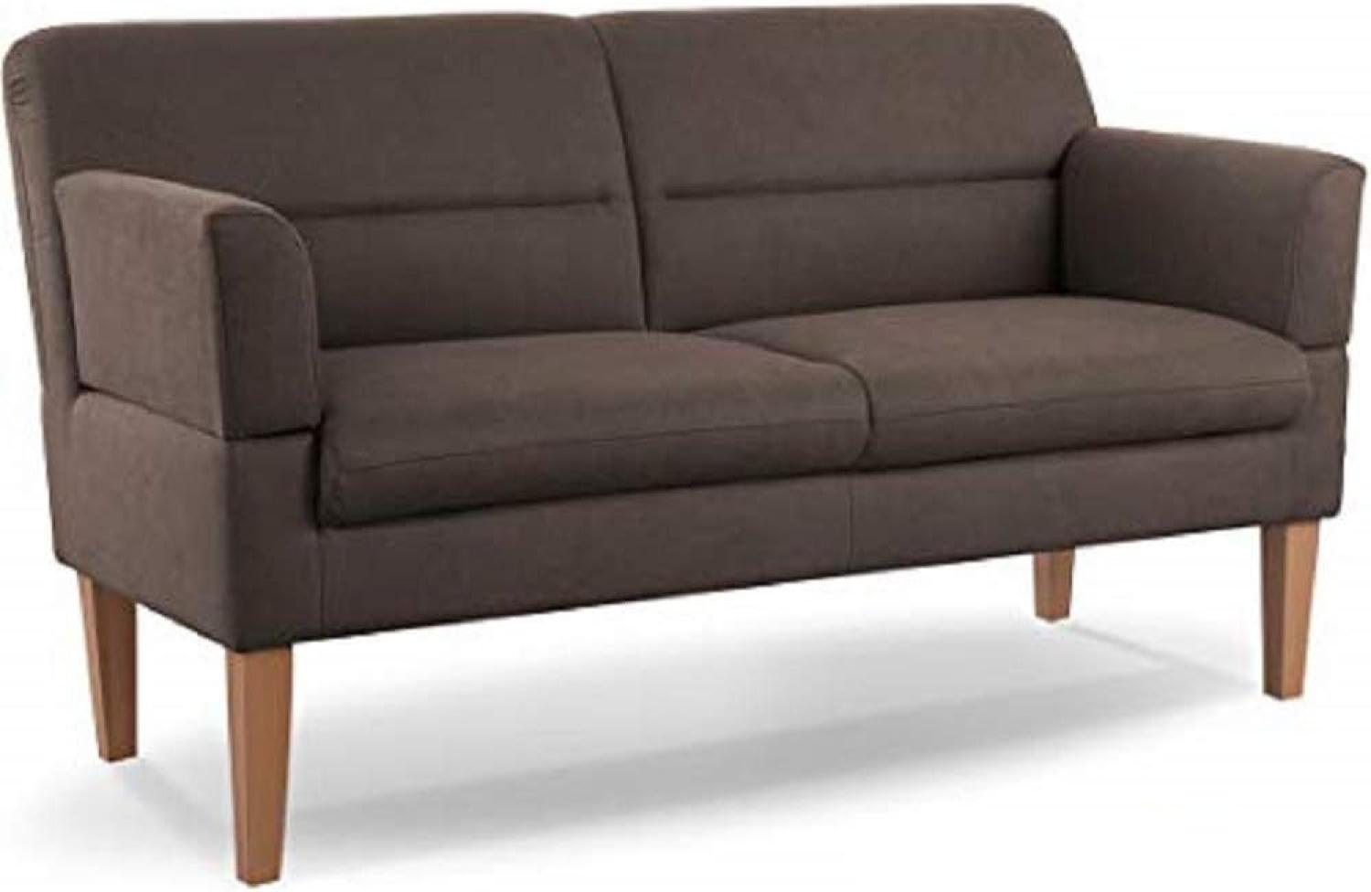 CAVADORE 2,5-Sitzer Küchensofa Kira / Sitzbank für Küche, Esszimmer oder Wohnküche inkl. Armteilverstellung / Leichte Fleckenentfernung dank Soft Clean / 168 x 94 x 81 / Flachgewebe: Braun Bild 1