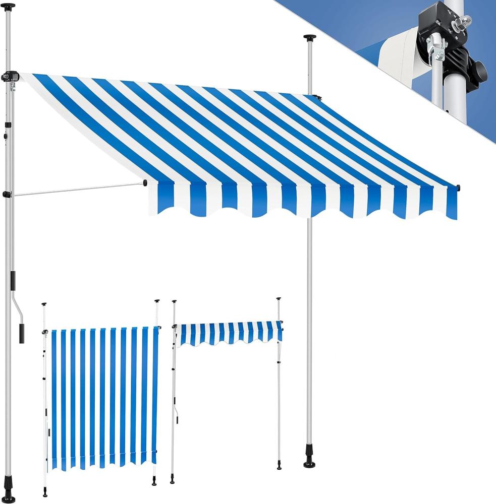 KESSER® Klemmmarkise mit Handkurbel Balkon, Balkonmarkise ohne Bohren, UV-beständig höhenverstellbar wasserabweisend, Sonnenschutz, Terrassenüberdachung, einfache Montage 350cm Bild 1