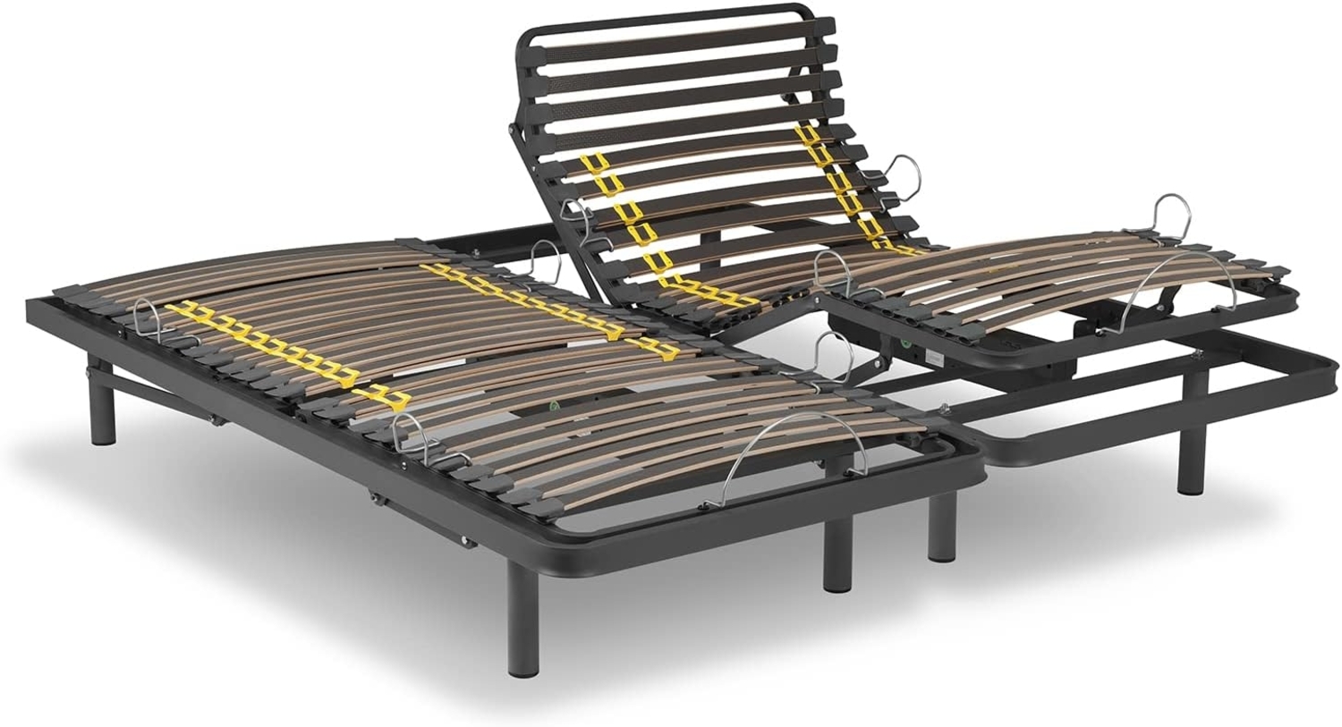 Ferlex - Elektrisches Doppelbett | Robustes Gestell | robuste Holzlatten (160x190 cm, kabellose Fernbedienung) Bild 1