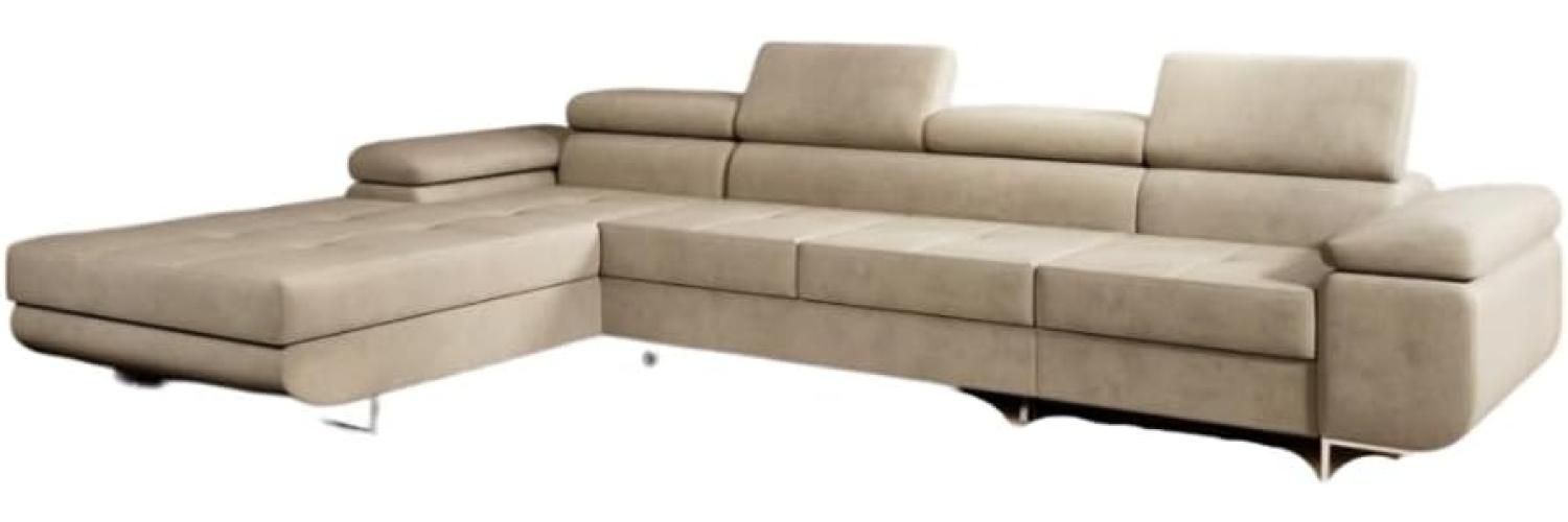 Designer Sofa Calvera Maxi mit Schlaf- und Klappfunktion (Samt) Beige Links Bild 1