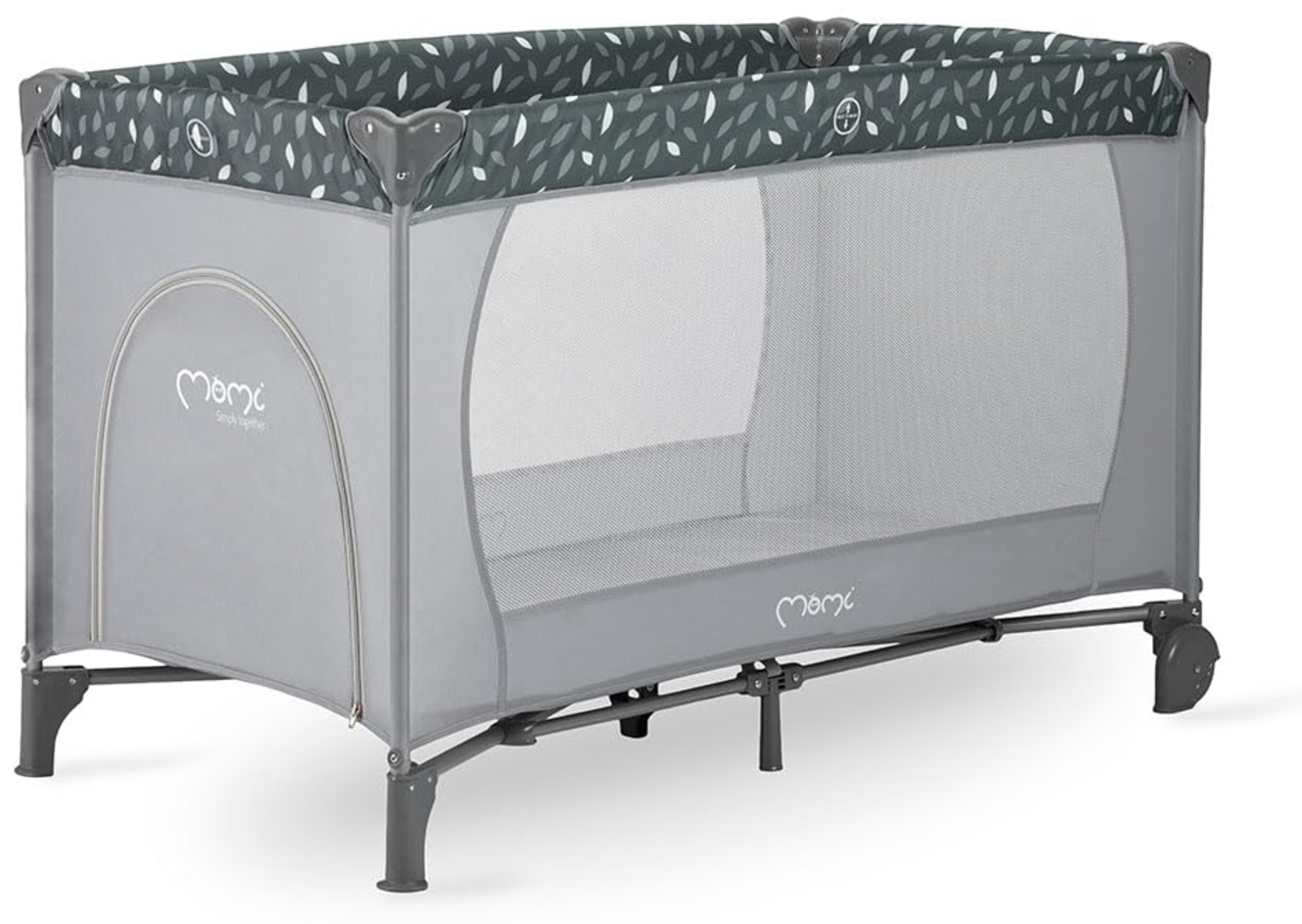 MoMi BELOVE Reisebett für Kinder bis 15 kg Körpergewicht, B65 x L125 x H78 cm (faltbar 21 x 23 x 80 cm), Kinderreisebett mit Matratze, 2 Rädern, Transporttasche Bild 1