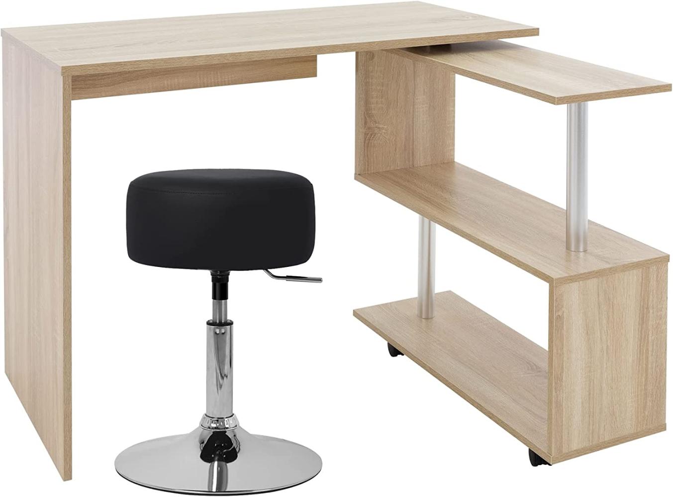 Schreibtisch mit Sitzhocker 150x88x75 cm Weiß aus MDF ML-Design Bild 1