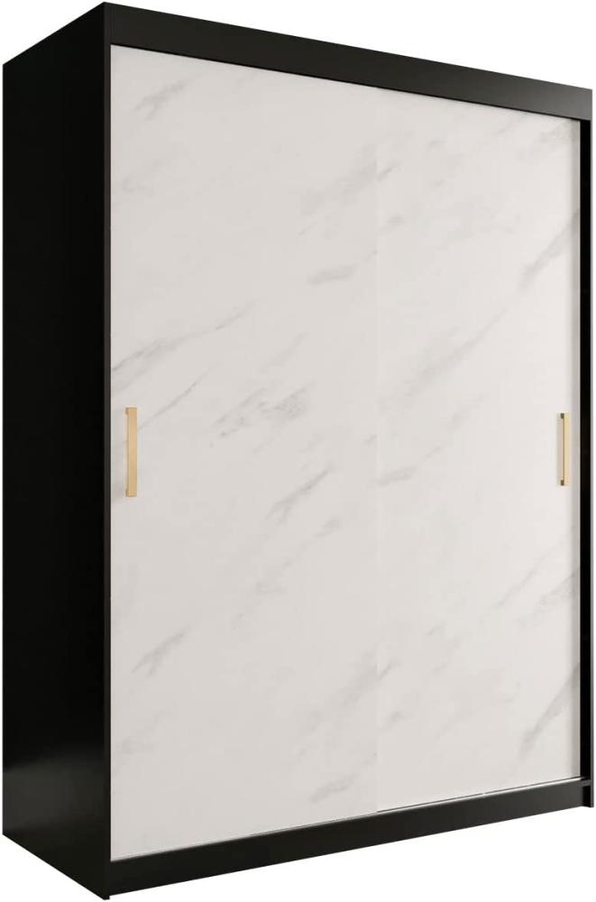 Kleiderschrank Kamoga T 150 (Schwarz / Marmor Weiß + Gold, ohne Schubladen) Bild 1