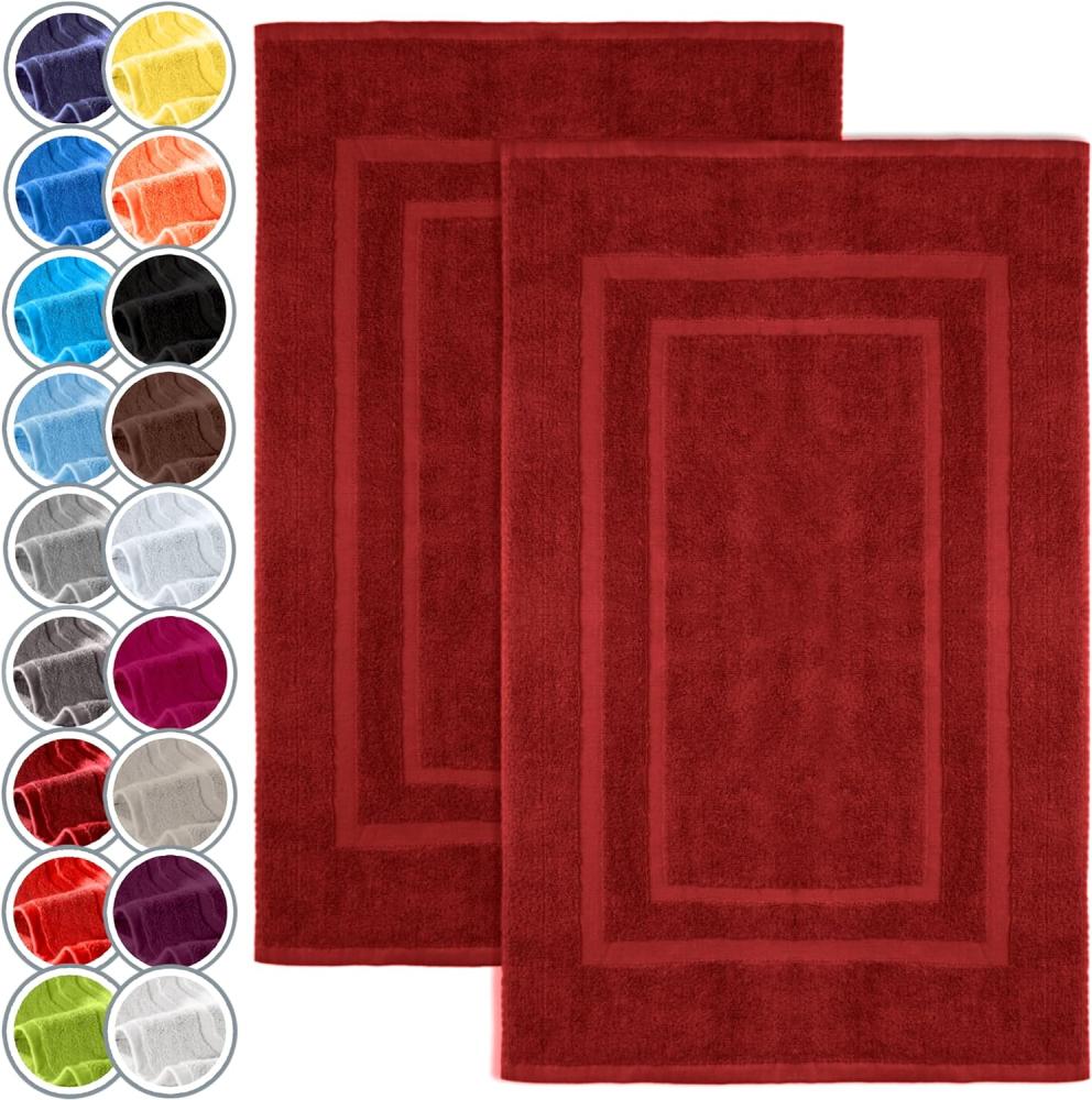 NatureMark 2er Pack Badvorleger | Premium Qualität | 100% Baumwolle | 50 x 80 cm | Duschvorleger Duschmatte Doppelpack | Farbe: Bordeaux rot Bild 1