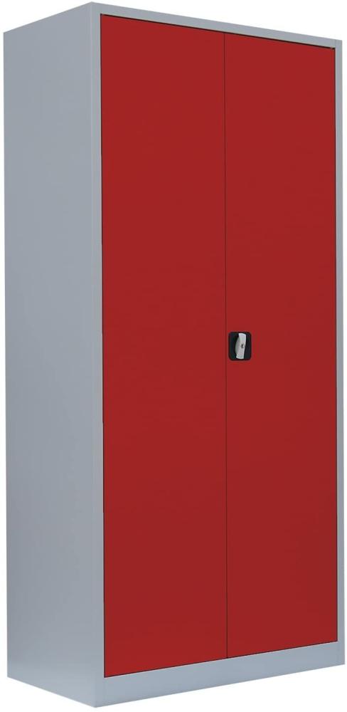 Stahl-Aktenschrank Metallschrank abschließbar Büroschrank Stahlschrank 195 x 92,5 x 50cm Lichtgrau/Rot 530354 Bild 1