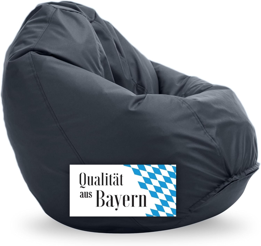 Bruni Sitzsack Classico L in Grau – XL Sitzsack für Erwachsene und Kinder mit Innensack zum Lesen, Abnehmbarer Bezug, lebensmittelechte EPS-Perlen als Bean-Bag-Füllung, aus Deutschland Bild 1