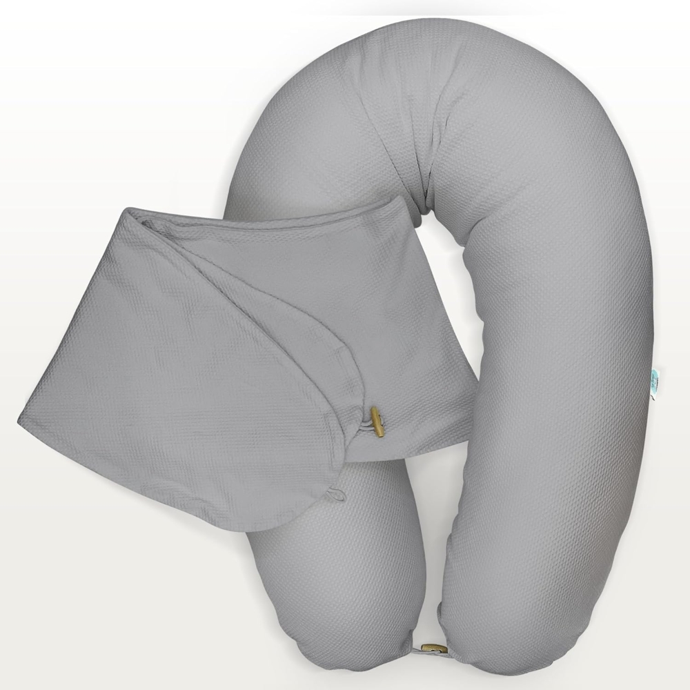 sei Design Stillkissenbezug 100% Baumwolle passend für Stillkissen XXL, Bezug für Schwangerschaftskissen, Seitenschläferkissen 190x30 cm, mit Reißverschluss, waschbar und Schadstoffgeprüft Bild 1