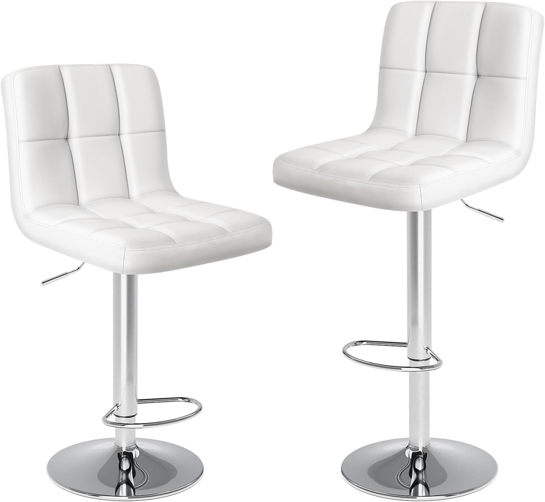 DUMOS barhocker 2er Set, moderner Stil barstuhl höhenverstellbar 60-80 cm, Metallbeine bar hocker, hocker küche, hoch barhocker mit lehne, geeignet für Bar, Küche und Wohnzimmer bar Stool (Weiß) Bild 1