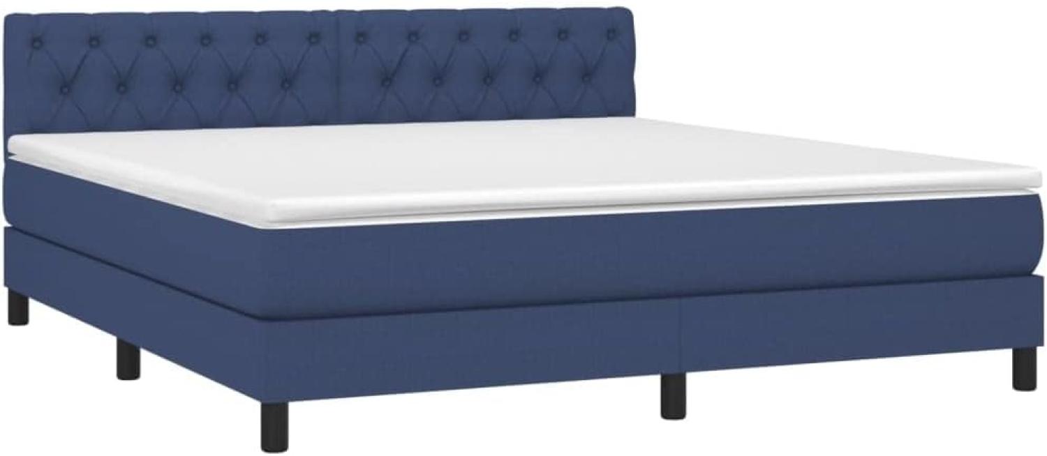 vidaXL Boxspringbett mit Matratze & LED Blau 160x200 cm Stoff 3133411 Bild 1