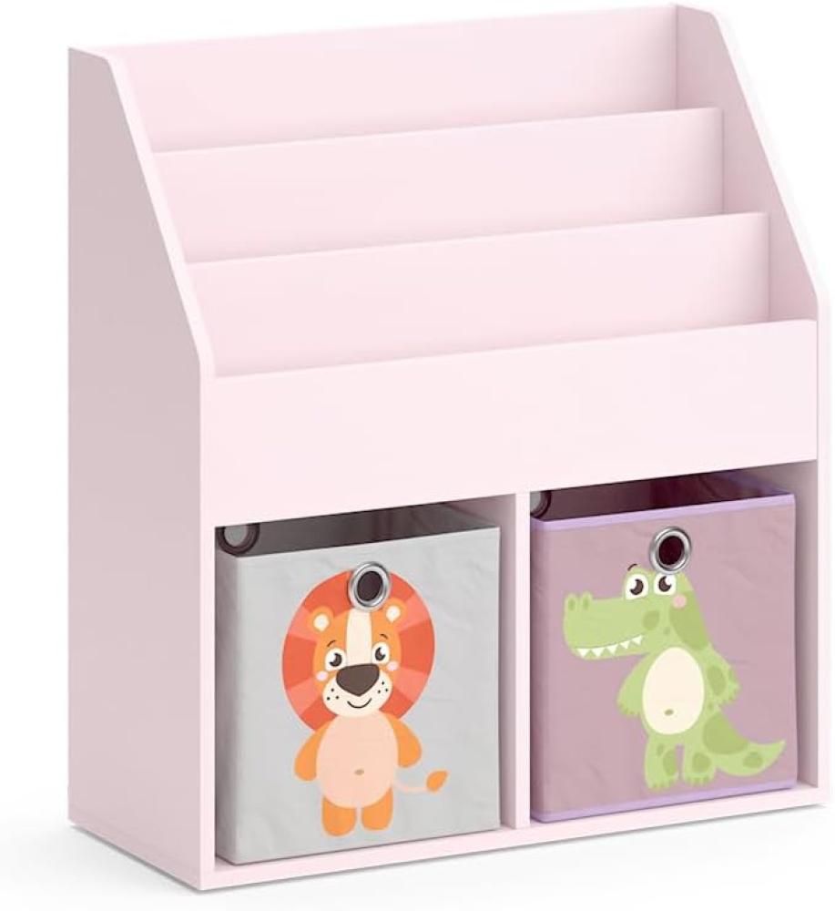 Vicco Kinderbücherregal Luigi 72 x 79 cm, Rosa, Kinderzimmerregal, mit Faltboxen Bild 1