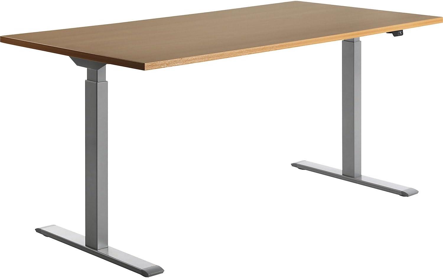 TOPSTAR | Schreibtisch | elektrisch höhenverstellbar | BxT 1600 x 800 mm | Platte Buche-Dekor | Gestell grau Bild 1