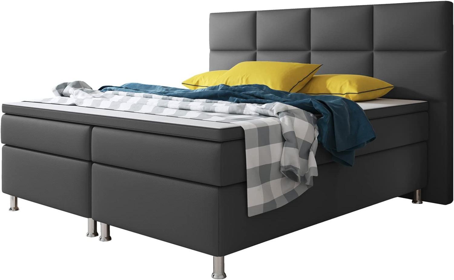 Inter Boxspringbett Miami 180x200 cm Kunstleder Anthrazit Bild 1